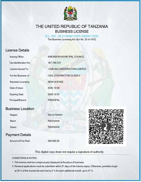 Preview of Business Licence