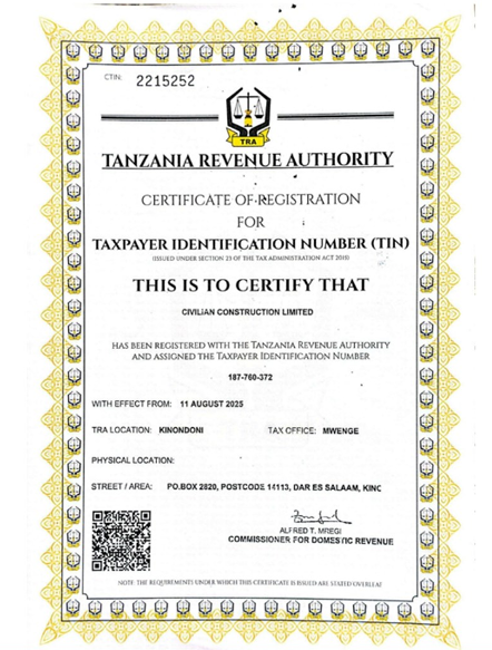 Preview of Tax Registration