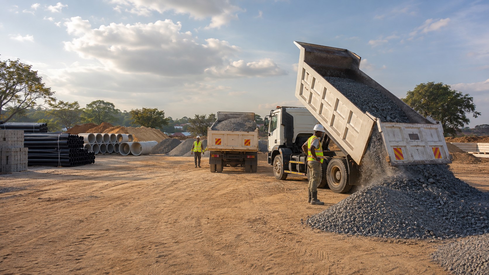 Essential construction materials coordinated project quantities, schedules and approved delivery.